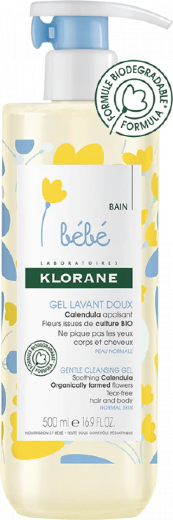 Klorane Bebé Gel Suave Corpo/Cabelo - 500ml