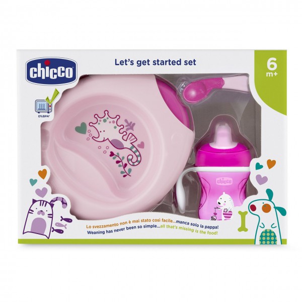 Chicco Conjunto Papa Colher + Copo + Pratos 2 Unidade(s) 6M+ Rosa