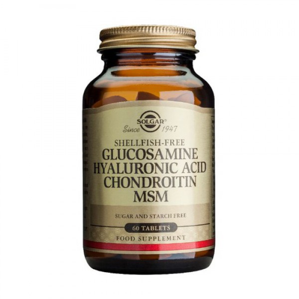Glucosamina + Ácido Hialurónico + Condroitina_ Solgar (x 60 comprimidos)