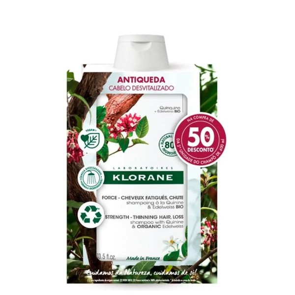 Klorane Quinina/Edelvaisse BIO - 400ml (DUO c/ Desconto 50%  2ª Embalagem)