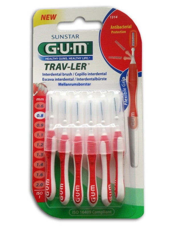 Gum Trav-Ler Cepillo Interdental 1314 Cilíndrico Portátil U-Micro (x6 unidades)