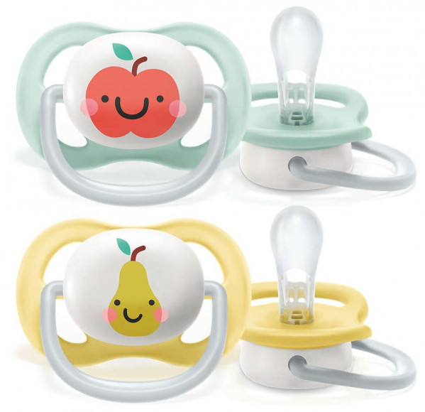 Philips Avent Chupeta_Ultra Air_ Happy _0-6M_Fruta (x2 unidades) + Caixa Esterilizadora e/ou Transporte