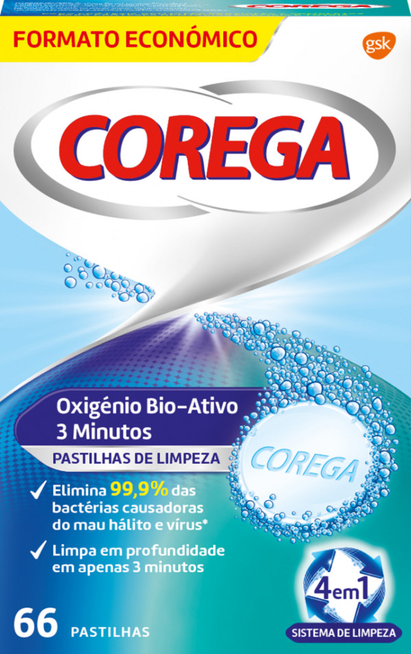 Corega Bio Activo Pastilhas Prótese (x66 unidades)
