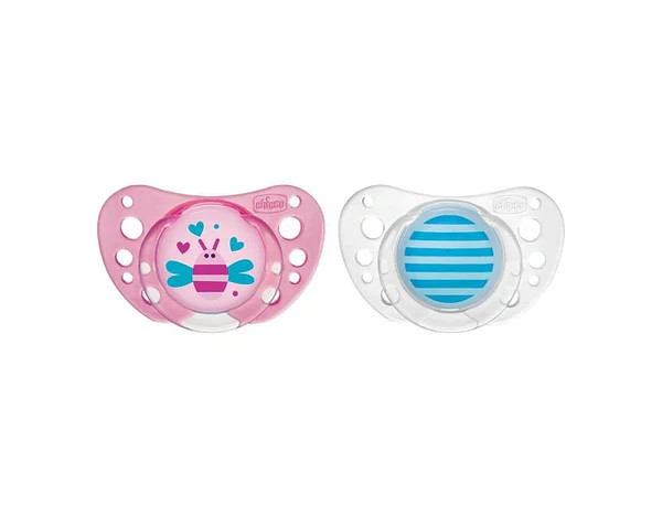 Chicco Physio Air Chupeta ortodôntica (x2 unidades)_ 16-36m_ Látex Rosa + Caixa de esterilização