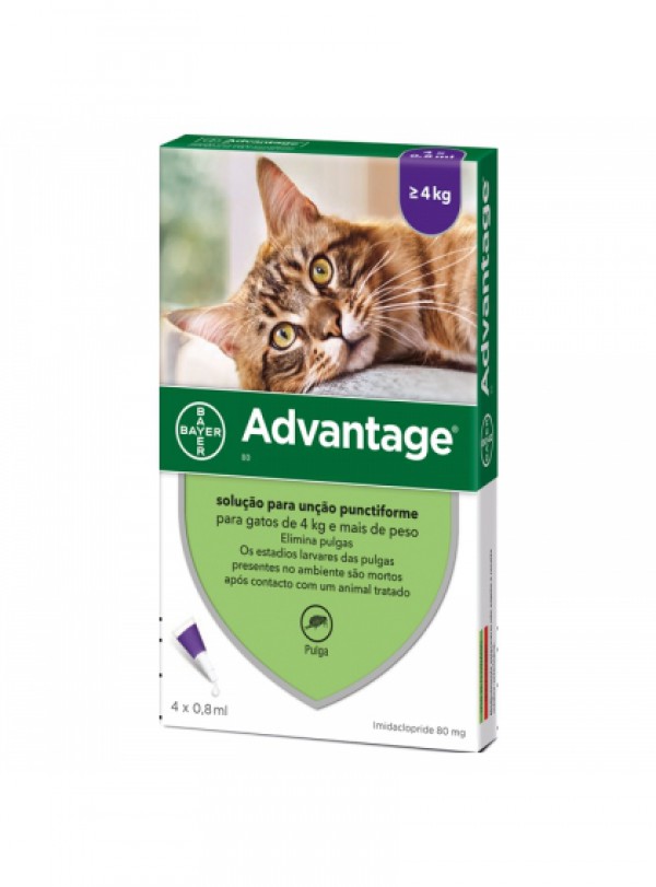 Advantage Gato Solução Unção - 0,8ml (x4 unidades)_ 4-8kg