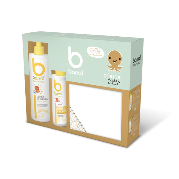 Barral Babyprotect Creme Banho - 500ml + Champô - 200ml +Oferta Toalha