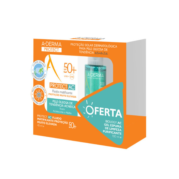 A-Derma Protect AC Fluido Matificante SPF50+ - 40ml + Biology AC Gel moussant - 100ml