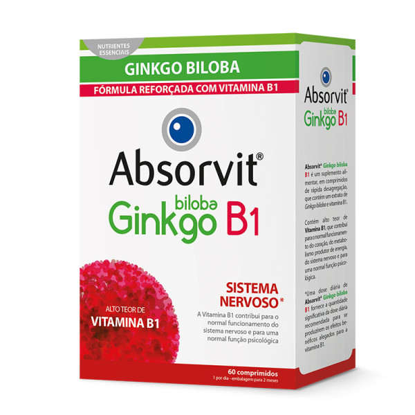 Absorvit Ginkgo + vitamina B1 Comprimidos (x60 unidades)" 
"Absorvit Ginkgo + vitamina B1 Comprimidos (x60 unidades)