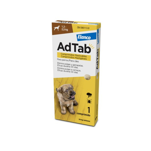 Adtab Perro 1,3-2,5Kg - 56mg (x3 comprimidos)