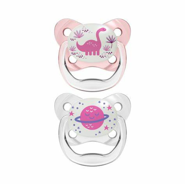 Dr Browns Prevent Chupeta Noturna_ 6-18M_ Rosa (x2 unidades)