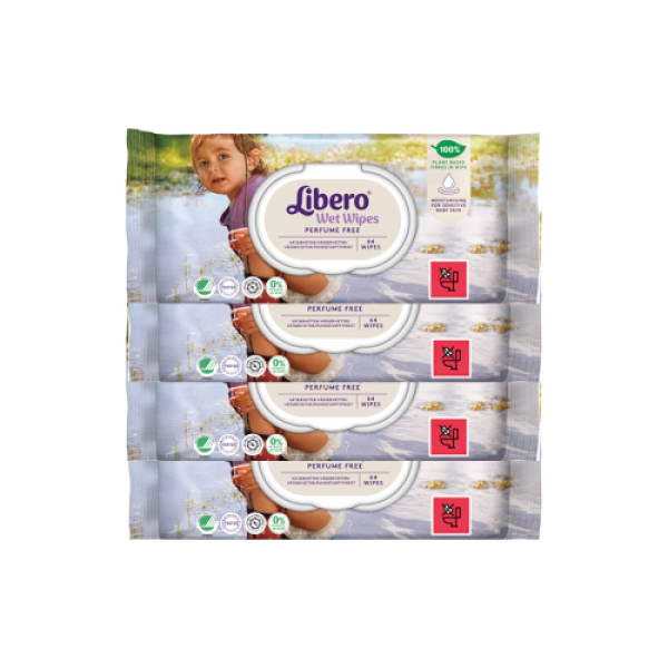 Toallita higiénica para bebés Libero Wet Wipe (x64 unidades) Pack 4 packs