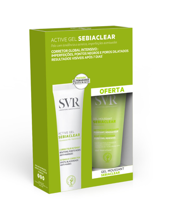 SVR Sebiaclear Active Gel-creme corretor intensivo - 40ml + Oferta Gel moussant limpeza s/ sabão - 55ml