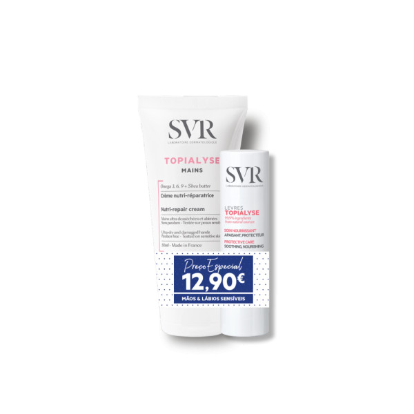 SVR Topialyse Creme de mãos - 50ml (x2 unidades) +  Oferta de Stick labial 4 g