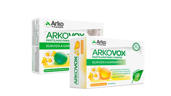 Arkovox Mel Limão (x24 pastilhas) +  Arkovox  Menta Eucalipto (x24 pastilhas)