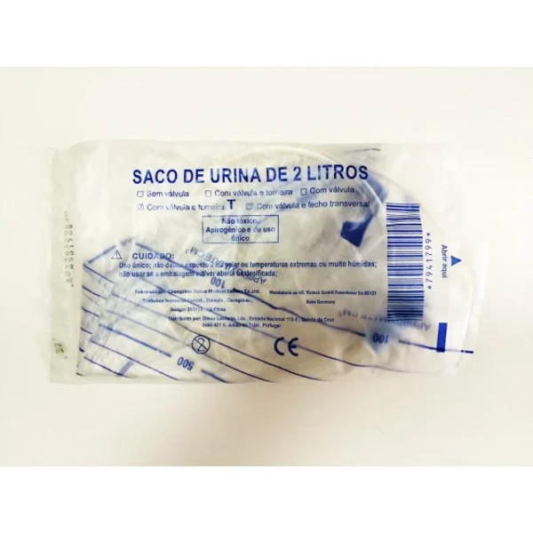 Colector Urina Saco 2L c/ Válvula e Torneira em T