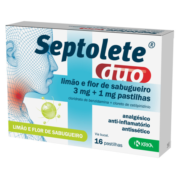 Septolete Duo Limão/Flor de sabugueiro - 3/1mg (x16 pastilhas)