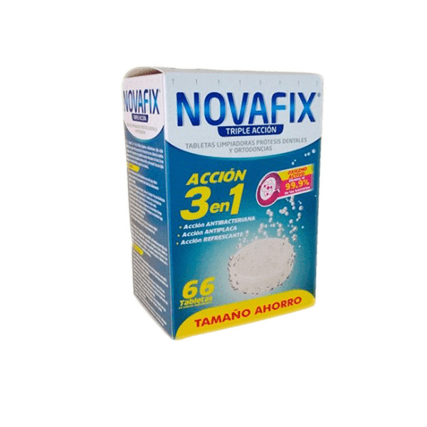 Novafix Limpeza 3 em 1  Pastilhas Proteção Dentária (x66 pastilhas efervescentes)