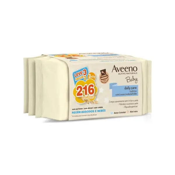 Aveeno Baby Toalhetes Limpeza (3x72 unidades) Pack Económico