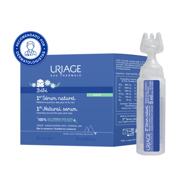 Uriage Bebe 1ºsoro Fisiológico Natural - 5ml (x15 unidades)"
"Uriage Bebe 1er suero Fisiológico Natural - 5ml (x15 unidades)