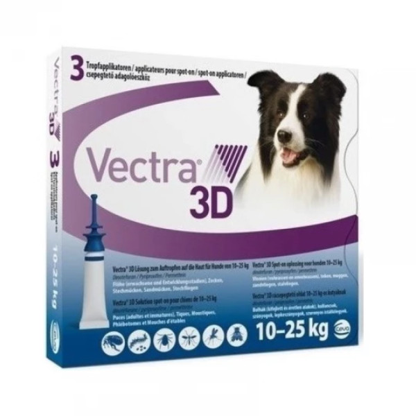 Vectra 3D Solução Cão_ 10-25kg - 3,6ml (x3 unidades) solução unção punctif VET