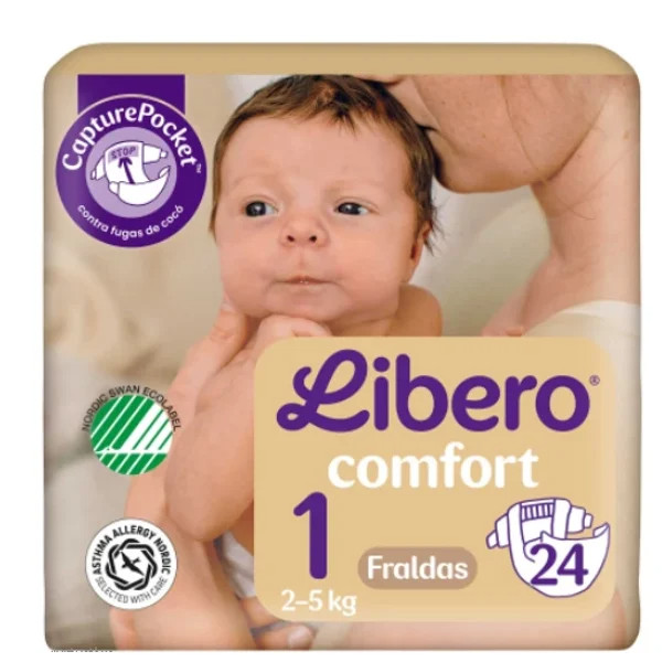 Pañal Libero Comfort Talla 1 - 2-5 kg (24 unidades)