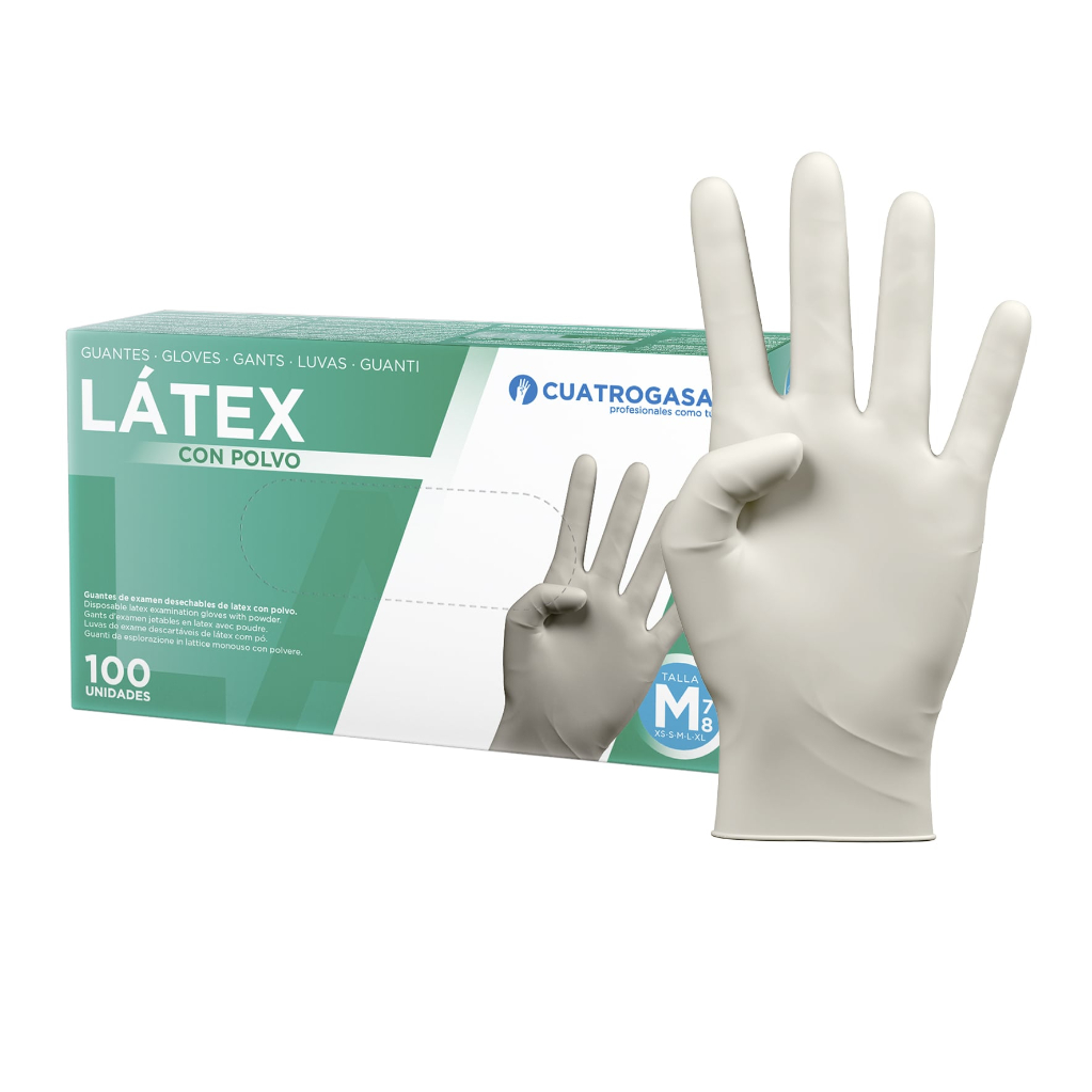 Cuatrogasa Luvas Latex c/ Pó_ Tam L (x100 unidades)