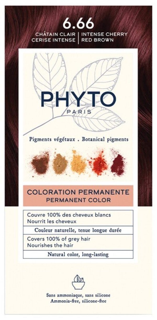 Tinte permanente Phytocolor 6.66 Castaño cereza claro intenso