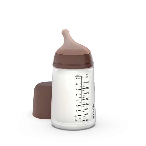Biberón con tetina de silicona anticólicos Suavinex Zero - Mediano - 270 ml - Deep