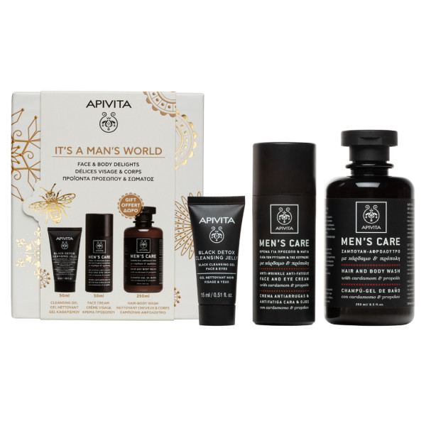 Apivita Homem Creme Rugas 50ml + Gel Limpeza 50 ml + Oferta Champô/Gel Banho 250ml