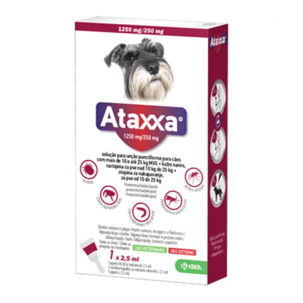 Ataxxa Solução Pipeta 1250/250Mg Cao 10-25Kg