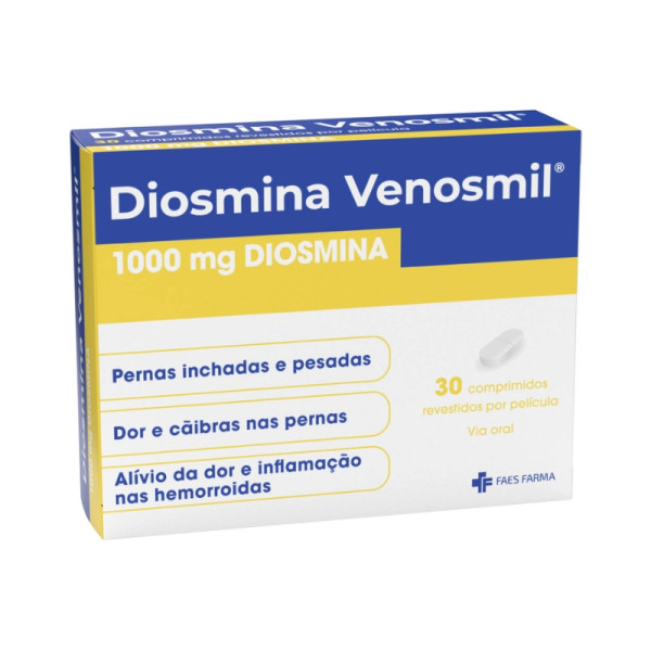 Diosmina Venosmil, blíster 1000 mg 30 unidad(es) comp Revest pelic