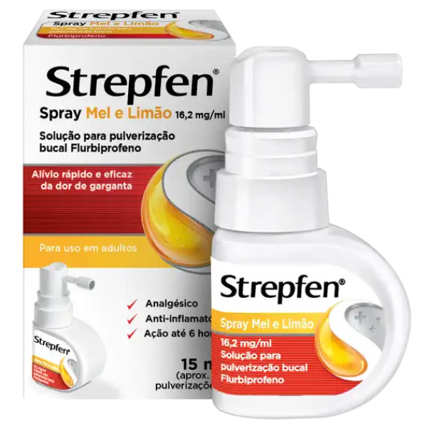 Strepfen Spray Mel e Limão , 16.2 mg/ml Frasco - 15ml Solução pulverização bucal