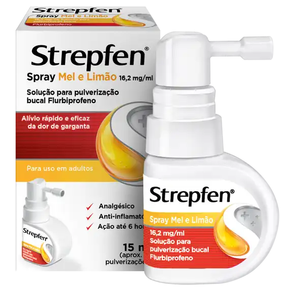 Strepfen Spray Mel e Limão , 16.2 mg/ml Frasco - 15ml Solução pulverização bucal