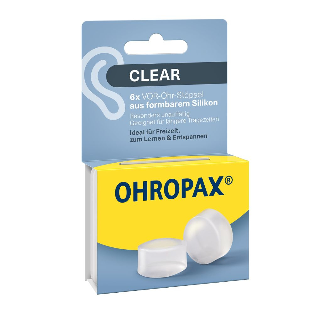 Tapones para los oídos de silicona moldeable transparente Ohropax (6 unidades)