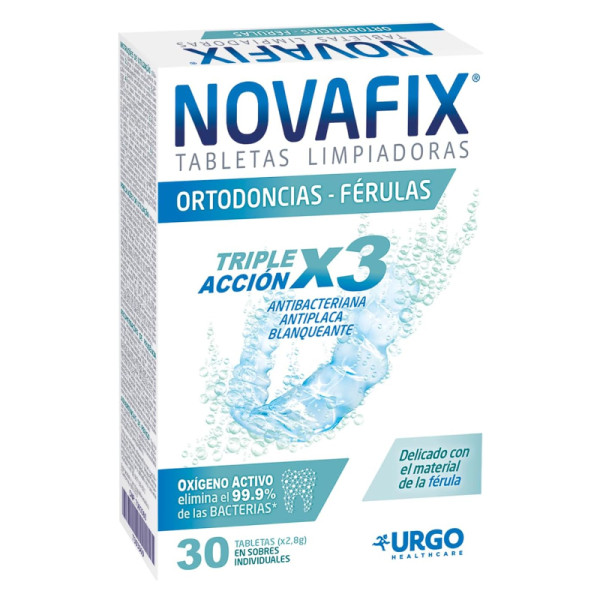 Tabletas limpiadoras Novafix para aparatos de ortodoncia (30 unidades) + Caja de regalo