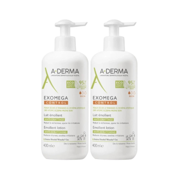 Leche Emoliente A-Derma Exomega Control - 400 ml (Paquete Doble)