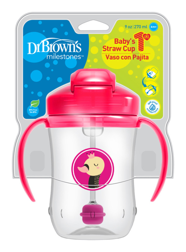 Dr Browns Copo Palhinha Rosa 270Ml