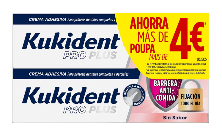 Kukident Pro Plus Barreira Anti-Comida s/ Sabor - 40g (Pack Duplo)