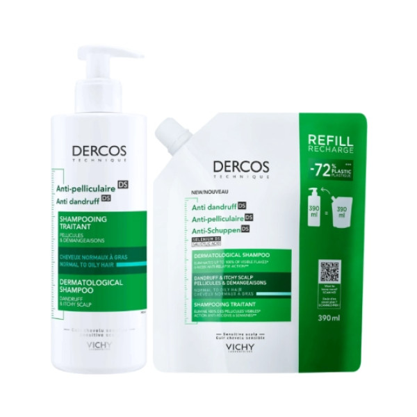 Dercos Champô Caspa Oleosa 390ml + Refill 390ml