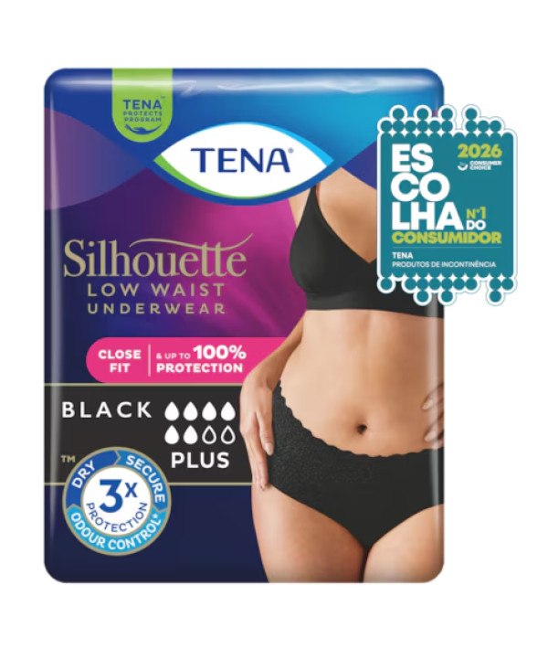 Tena Silhouette Briefs Negros Talla L Cintura Baja (x10 unidades)