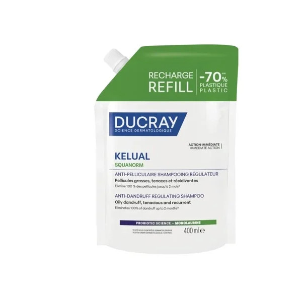 Recambio de champú para caspa grasa Ducray Kelual-Squanorm 400 ml
