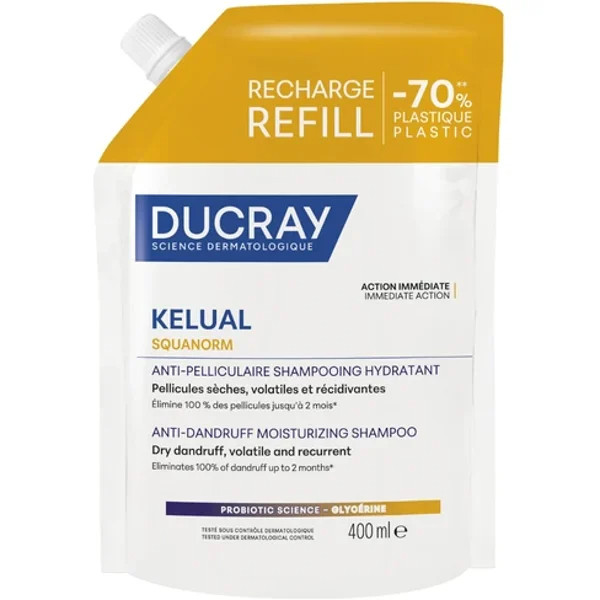 Recambio de champú anticaspa seca Ducray Kelual-Squanorm 400 ml