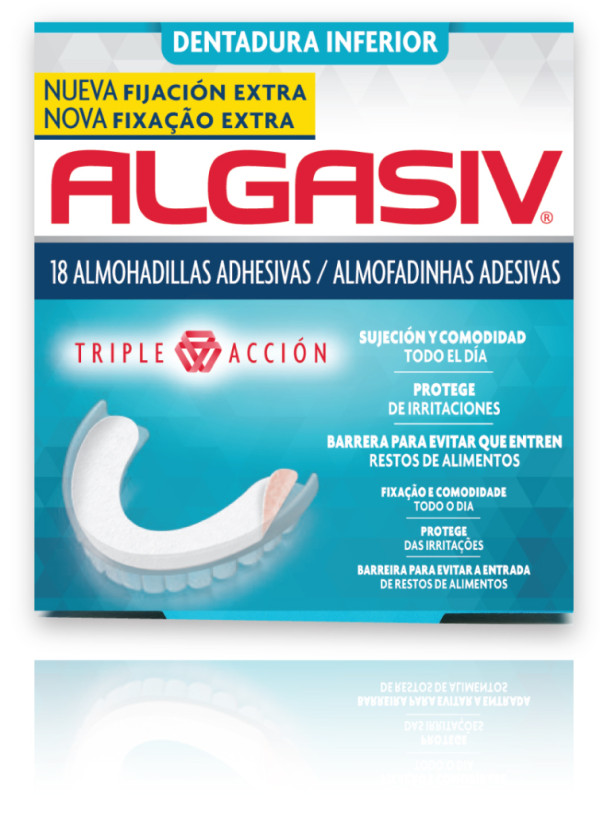 Algasiv Almohadillas adhesivas dentales inferiores, 18 unidades