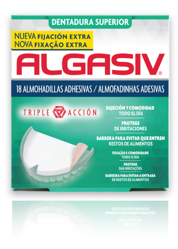 Algasiv Almohadillas adhesivas dentales superiores, 18 unidades