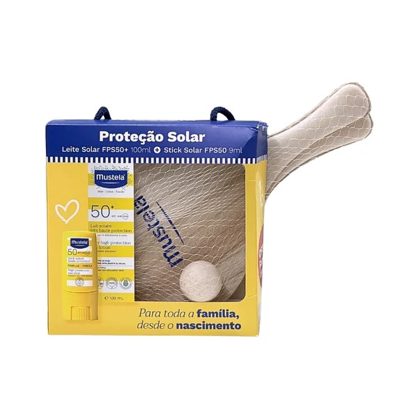 Leche solar Mustela SPF50+ 100 ml + Barra SPF50+ + Paletas