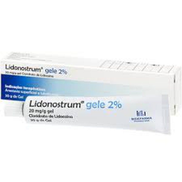 Lidonostrum Gel 2%" translates to "Gel Lidonostrum 2%" in Spanish.