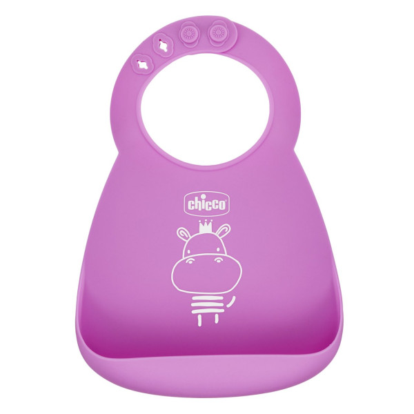 Chicco 10219160000 Babete Silicone Rosa 6M+