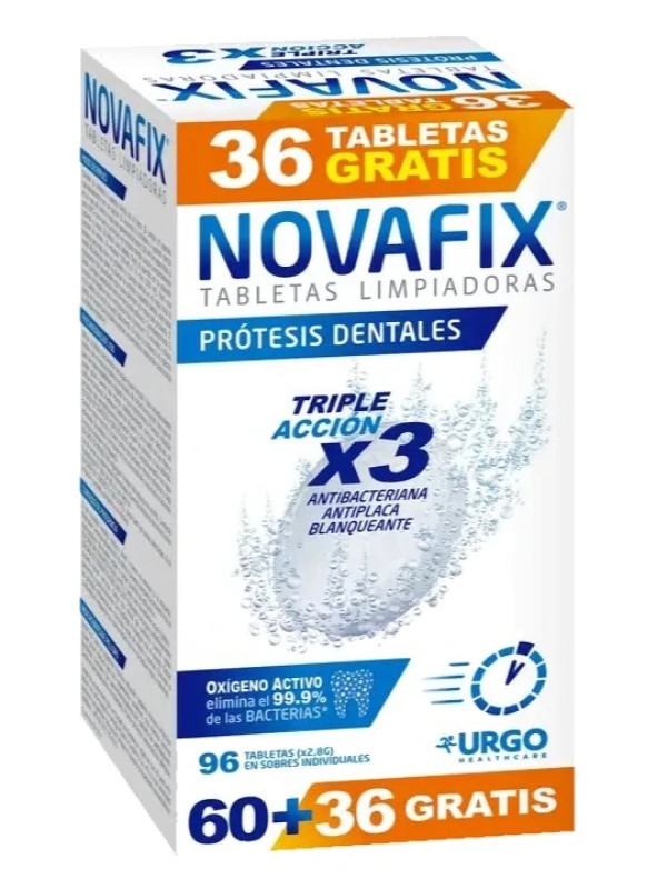Novafix Pastilhas Limpeza Efeito Protetor Dentes (x60 unidades) + Oferta 36 unidades