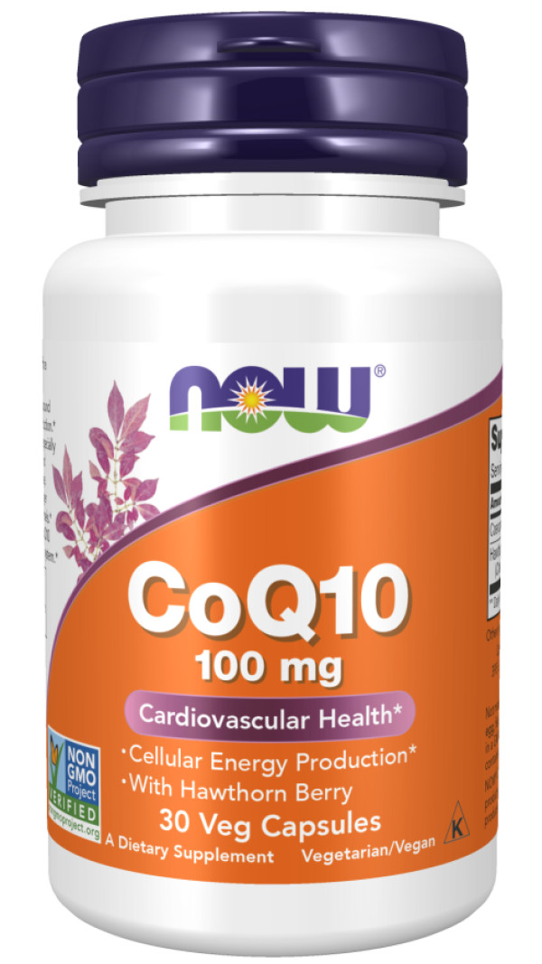 Now Coenzima Q10 100mg e Espinheiro-Alvar 30 Cápsulas Vegetais