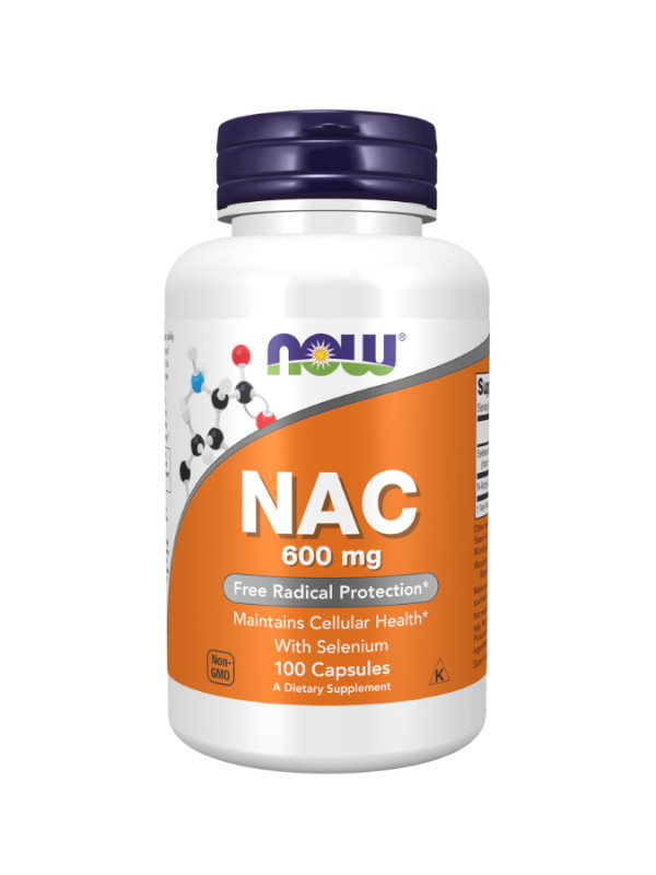 Now Nac N-Acetil Cisteína 600mg 100 Cápsulas Vegetais